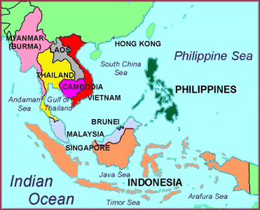 World  Asia on South East Asia Map