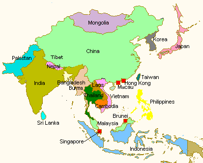 Asia Map and General Asia Information